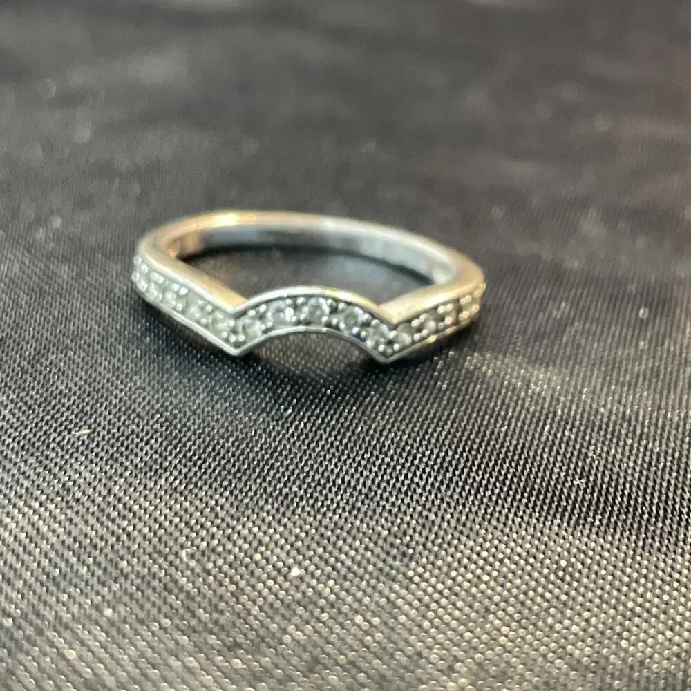 Vintage EC 925 Sterling Silver Curved Chevron Eternity Band Ring Sz 7